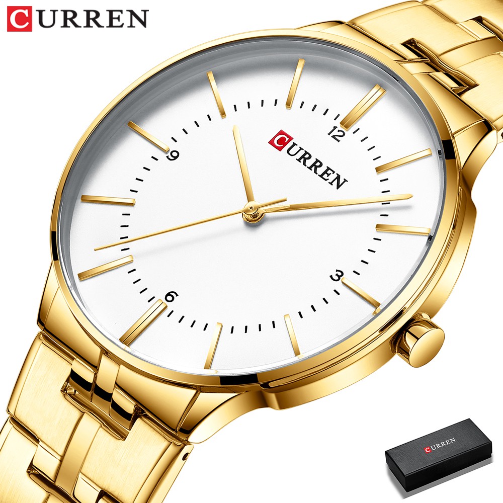 Curren 頂級品牌豪華男士石英手錶不銹鋼防水 8321 S