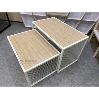 鞋子展示架 雙層階梯桌 商品展示架 商品展示桌 工業風鐵架 子母桌 商品展示架 工業風菱形網展示架-雅典白