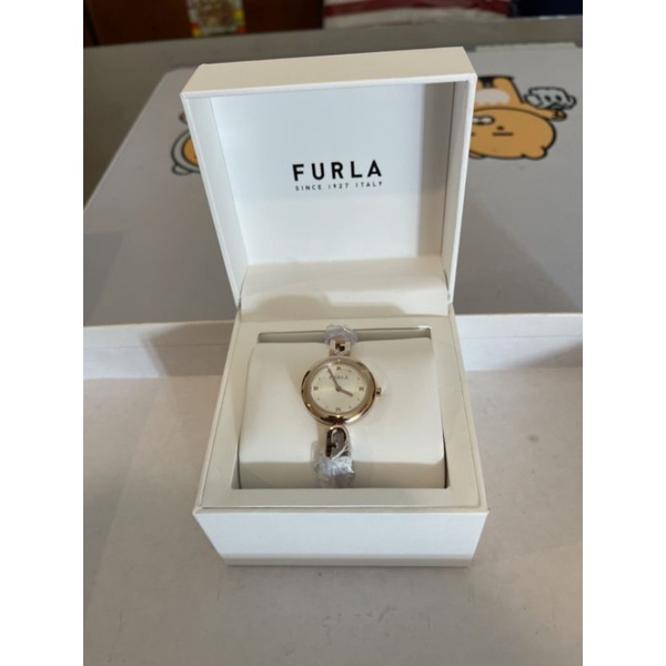 FURLA粉色手鐲金鍊精鋼帶玫瑰金手錶