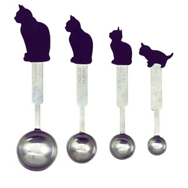 日本Zack's雜貨貓咪調味匙 一套4入 料理匙烘焙匙咖啡匙茶匙量勺量匙餐具