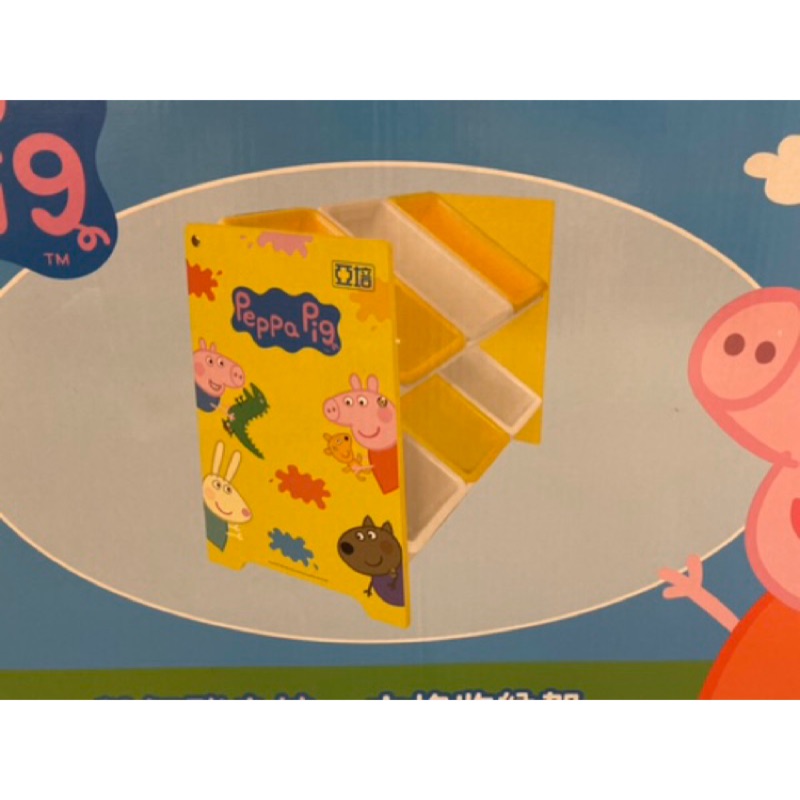 （二手）🌈 粉紅豬小妹 六格收納架 ～ 佩佩豬 木製玩具架 玩具收納
