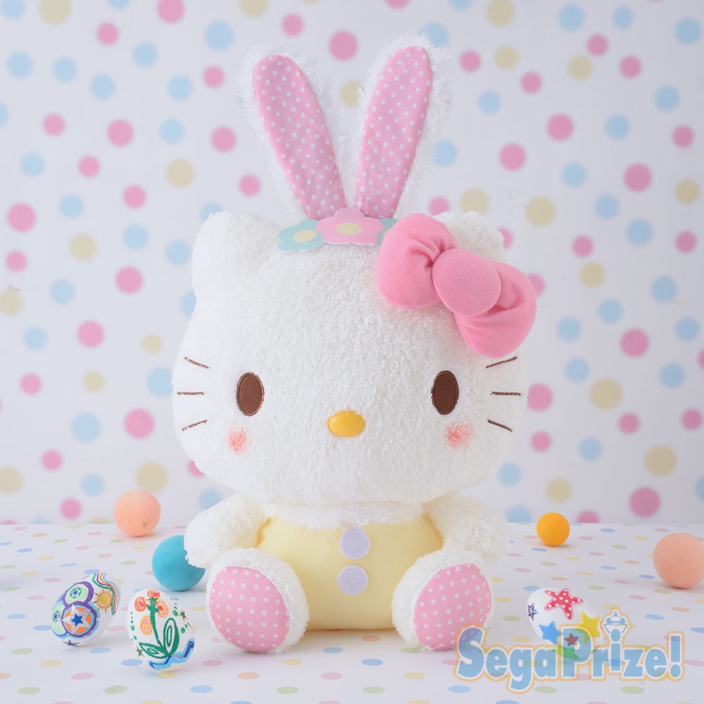 日版 SEGA 三麗鷗 Hello Kitty 兔子 兔耳 復活節 娃娃 絨毛娃娃