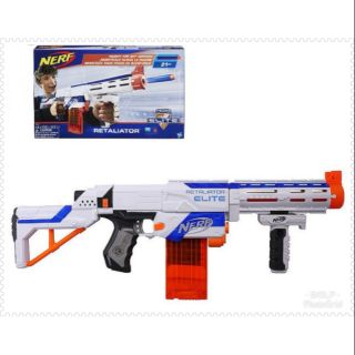 BIGLP~店到店要拆盒看內文NERF ELITE Retaliator 白色復仇者四合一衝鋒槍發射器，橘扳機，盒裝