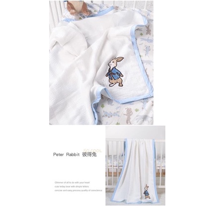 彼得兔 嬰兒小童夏季空調被 純棉四層紗紗布抱毯蓋被