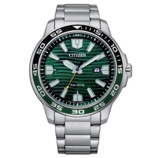 CITIZEN 星辰 AW1526-89X 紳士日期顯示光動能腕錶 / 綠面 44.5mm