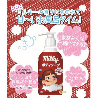 【JPGO】日本製 不二家牛奶妹圖案 牛乳保濕沐浴乳 450ml