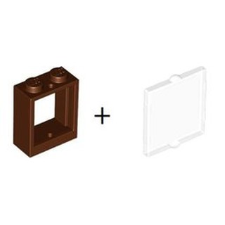 全新樂高紅棕色窗框含玻璃片 Reddish Brown Window 1x2x2 4595814 60592