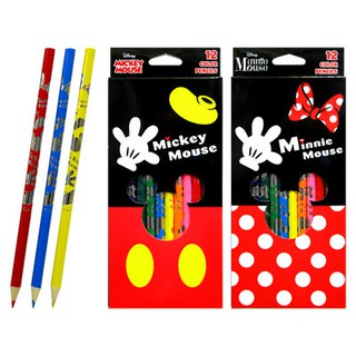 大賀屋 米奇 米妮 色鉛筆 彩色鉛筆 12色 色鉛 鉛筆 文具 迪士尼 米老鼠 日貨 正版 授權 J00013274