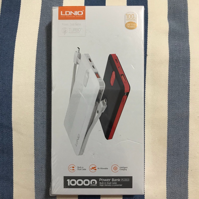 [特價] LDNIO 力德諾 10000mAh 行動電源 自帶傳輸線-蘋果、安卓、TYPE-C 如圖四、圖七所示