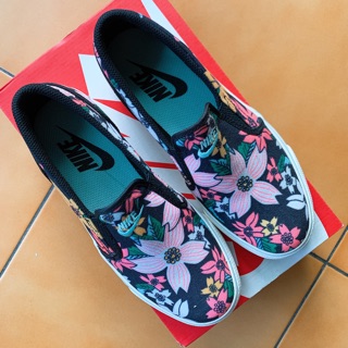 Nike toki slip print 黑色 花卉 懶人鞋