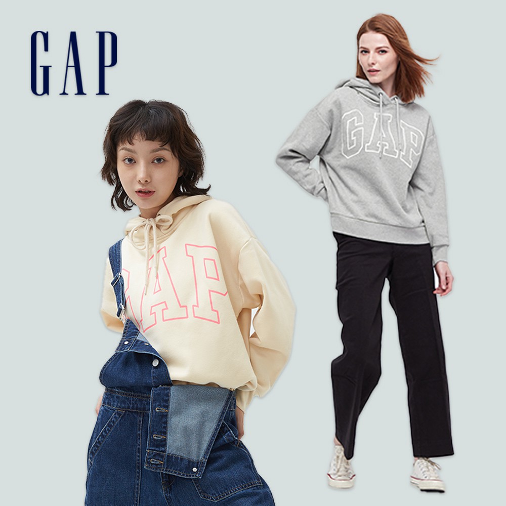 Gap 女裝 Logo撞色帽T 碳素軟磨系列-多色可選(620490)