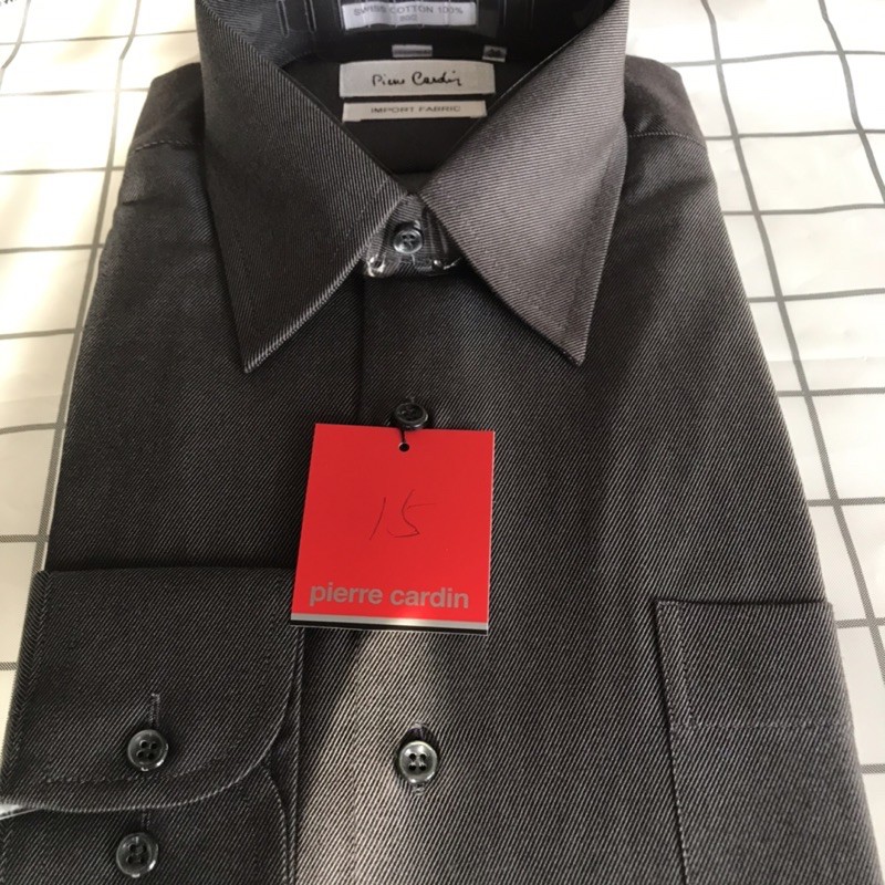 全新皮爾卡登長袖襯衫15（38號） 黑色100%瑞士精梳棉