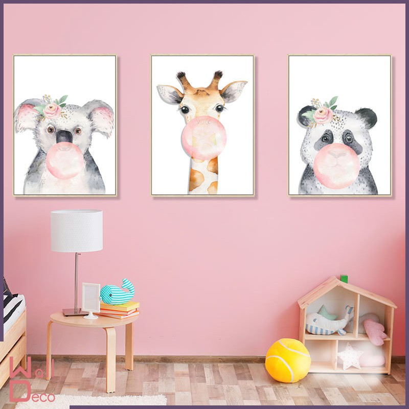 微趣生活含稅開發票可刷卡無痕設計高品質防水壁貼現貨裝飾壁紙畫框不傷牆可愛長頸鹿無尾熊 蝦皮購物