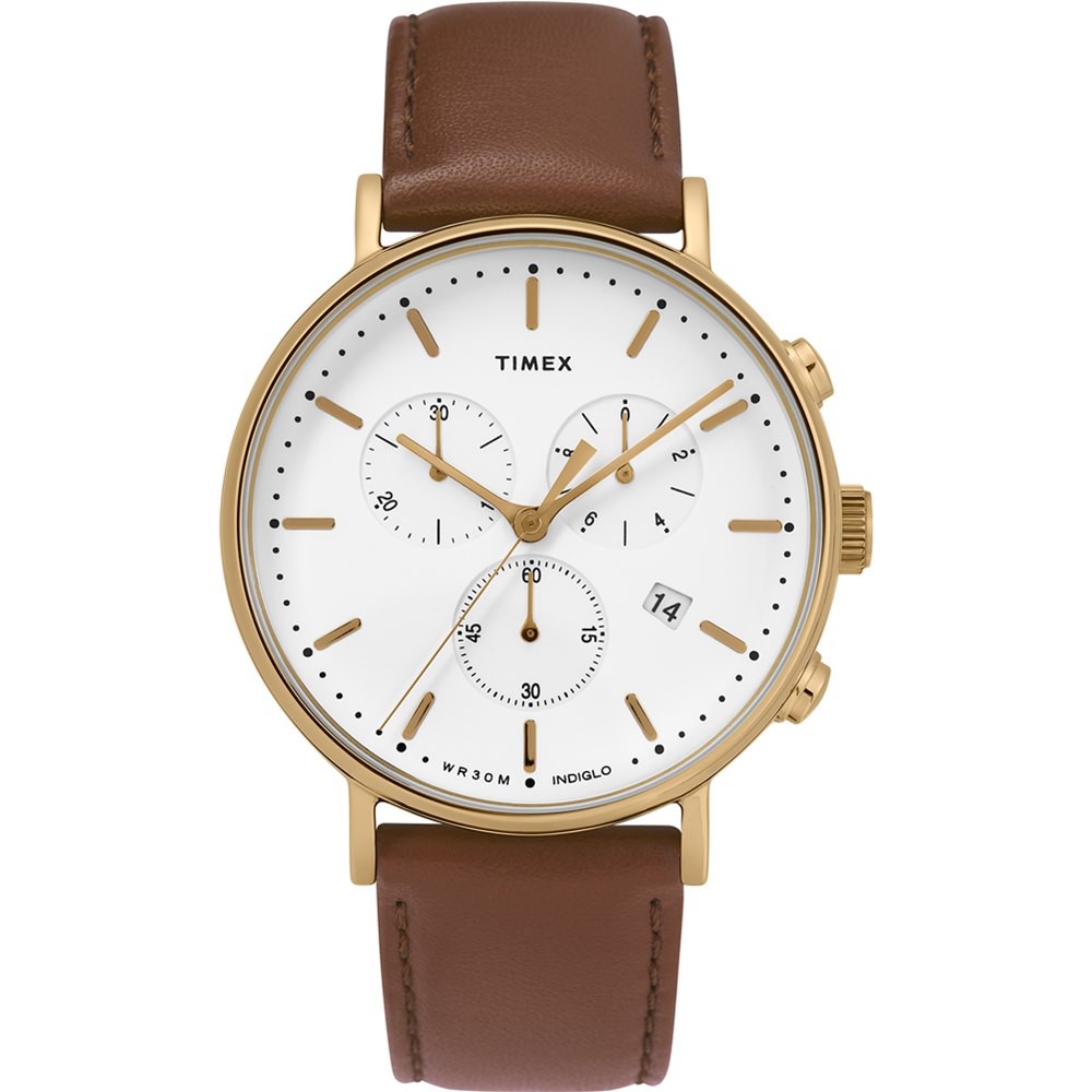 【TIMEX】天美時 復刻系列 三眼計時復古手錶  (棕/白TXTW2T32300)
