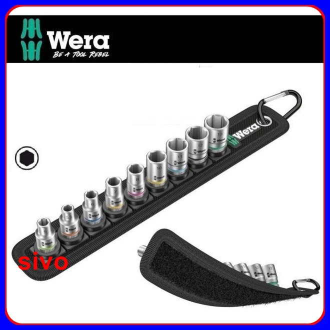 德國Wera Belt A4 二分1/4"/Wera BELT-B4 三分3/8" 套筒9件組-附插座收納袋