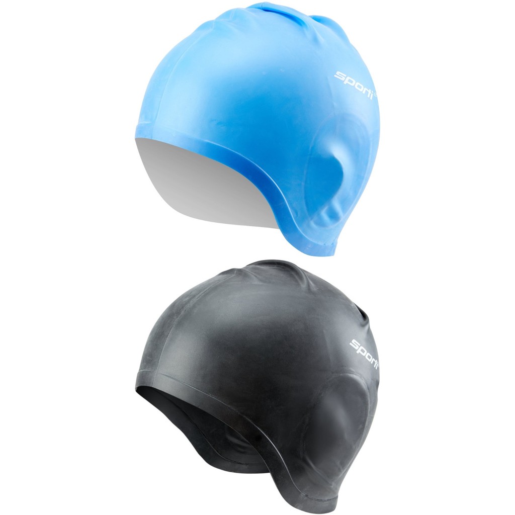 火星人} Sporti Silicone Ear Swim Cap 矽膠蓋耳大型加厚游泳帽 有耳朵口袋適合戴耳機游泳
