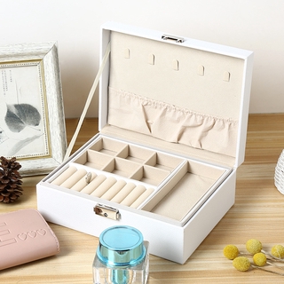 雙層首飾盒飾品盒pu皮禮品盒戒指包裝盒耳環項鍊收納盒珠寶盒展示