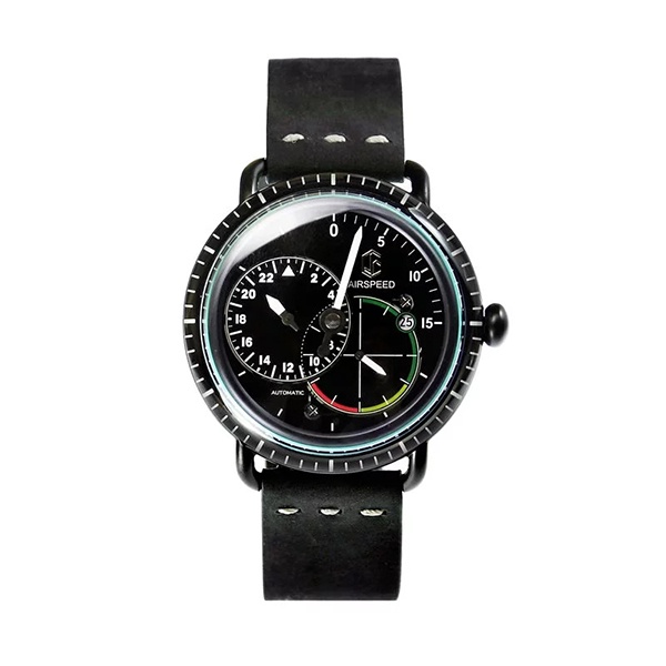 【CJR】AirSpeed三針一線復古飛行機械腕錶-寂靜黑/AS-IPB-BK-02/台灣總代理公司貨享兩年保固