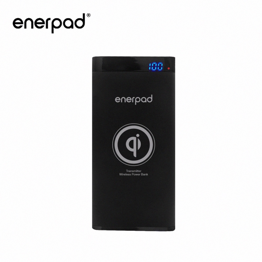 【enerpad】QI無線充電行動電源10000mAh 黑 (Q-10K) - 限時優惠中