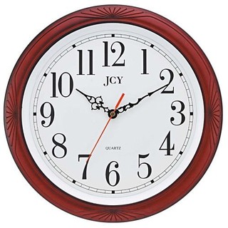 W-6885 JCY 石英壁鐘 古樸 紅色 典雅 造型 掛鐘 時鐘 超靜音 ~萬能百貨~