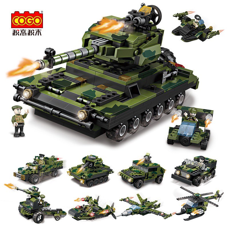 【優選好貨】™快速出貨 積木坦克軍事系列戰爭坦克飛機八合一小顆粒拼裝男孩玩具LEGO樂高積木 汽車 飛機 積木人偶 益智