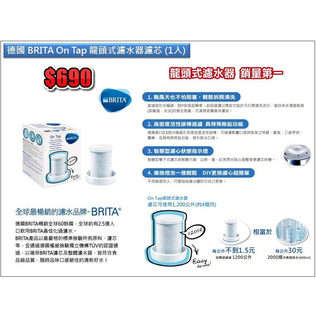 德國BRITA On Tap 龍頭式濾水器濾芯