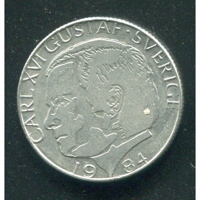 【錢幣】SWEDEN(瑞典),1-Kronor,K852a,1984 #206732 ,品相極美XF