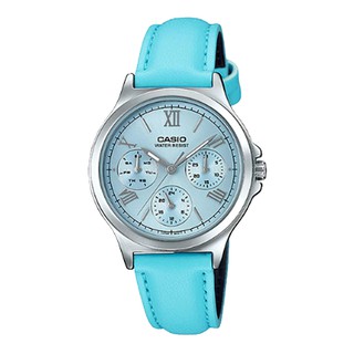 CASIO LTP-V300L-2A3 羅馬三眼指針女錶 皮革錶帶 天藍色 生活防水 LTP-V300L