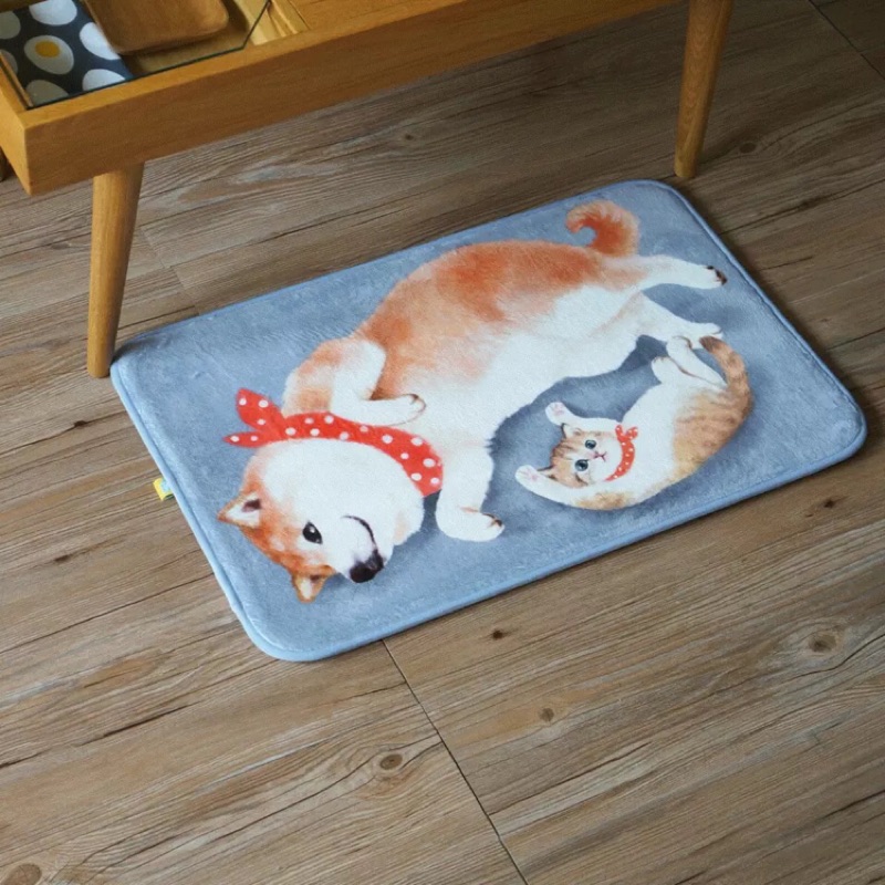 🏳️‍🌈現貨🉑️蝦幣折🏳️‍🌈Mewji柴犬與貓好朋友法蘭絨腳踏墊地墊