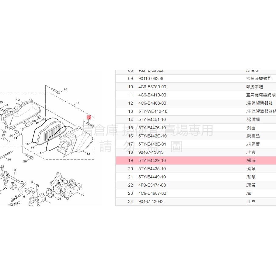 撿便宜 料號 5TY-E4429-10 YAMAHA山葉原廠 勁戰空濾螺絲 空濾蓋螺絲 三代勁戰 二代勁戰