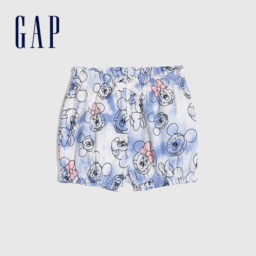Gap 嬰兒裝 Gap x Disney迪士尼聯名 純棉短褲-藍色紮染印花(681783)