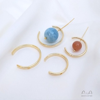 Ala-0209-高保色高品質--保色14K鍍金淺金色C形串孔套珠掛圈手工diy項鏈耳環飾品吊環配件
