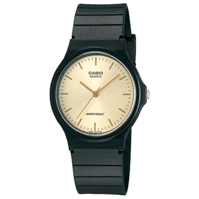 【高雄時光鐘錶公司】CASIO 卡西歐 MQ-24-9ELDF 簡約輕巧學生最愛指針錶 超薄香檳金手錶