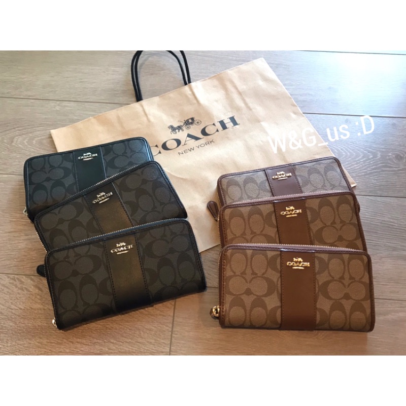 親自採買🇺🇸保證正品 Coach 女長夾拉鍊 滿版logo