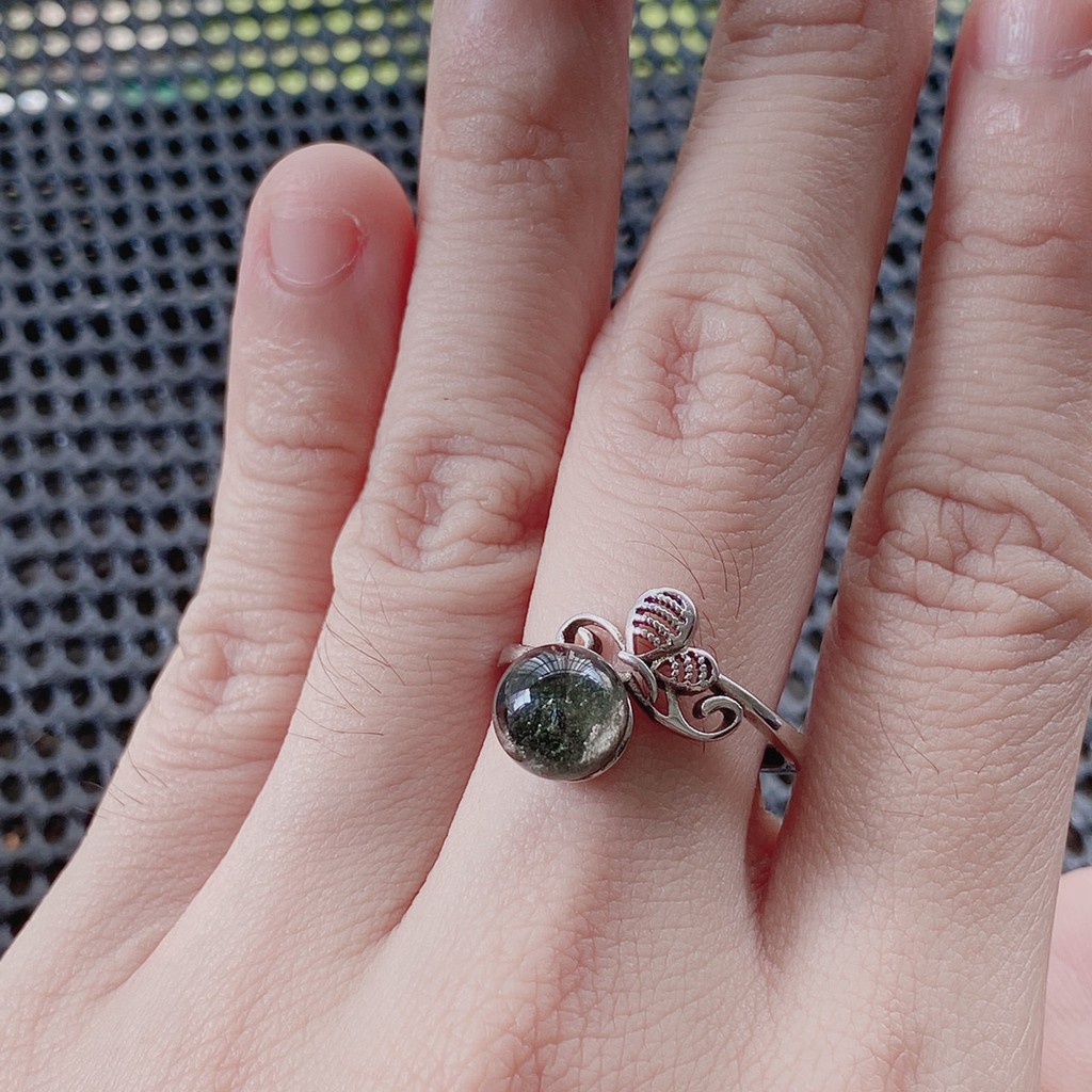 AIMEE♥天然滿礦綠幽靈水晶戒指