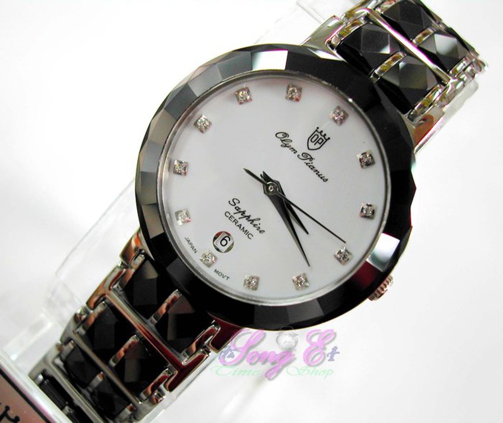 OP 奧柏錶 8268BS 精美陶瓷錶款 薄形錶款 12顆精美鑲鑽 寶石級陶瓷 瑞士品牌代理商出品