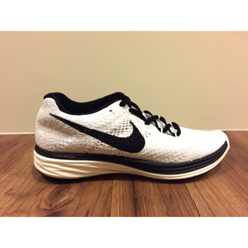 NIKE Flyknit Lunar3 全白黑勾 698182101