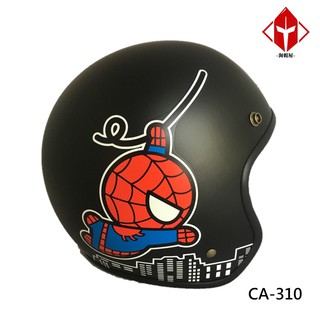 EVO 安全帽 CA-310 復古帽 蜘蛛人 消光黑 半拆洗 半罩 正版授權