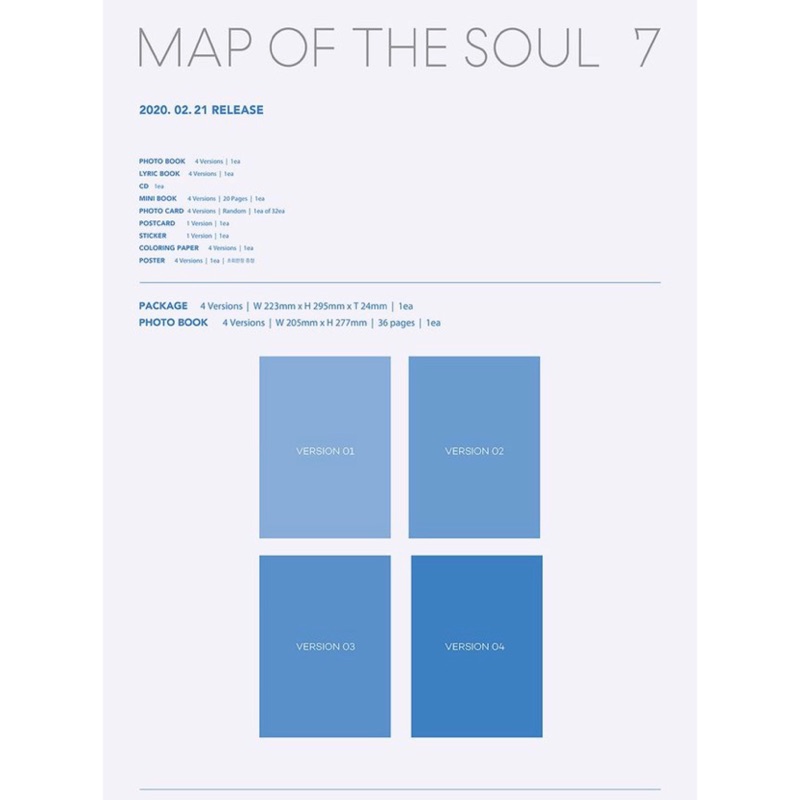 [預購/貨付]BTS Map of the soul 7 專輯 防彈少年團 (官網)