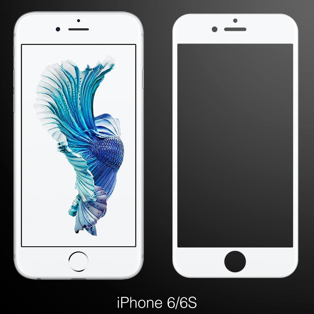 YADI Apple iPhone 6.6S 蘋果手機 9H超高硬度鋼化玻璃保護貼膜4.7吋-3D曲面滿版-白色款 現貨