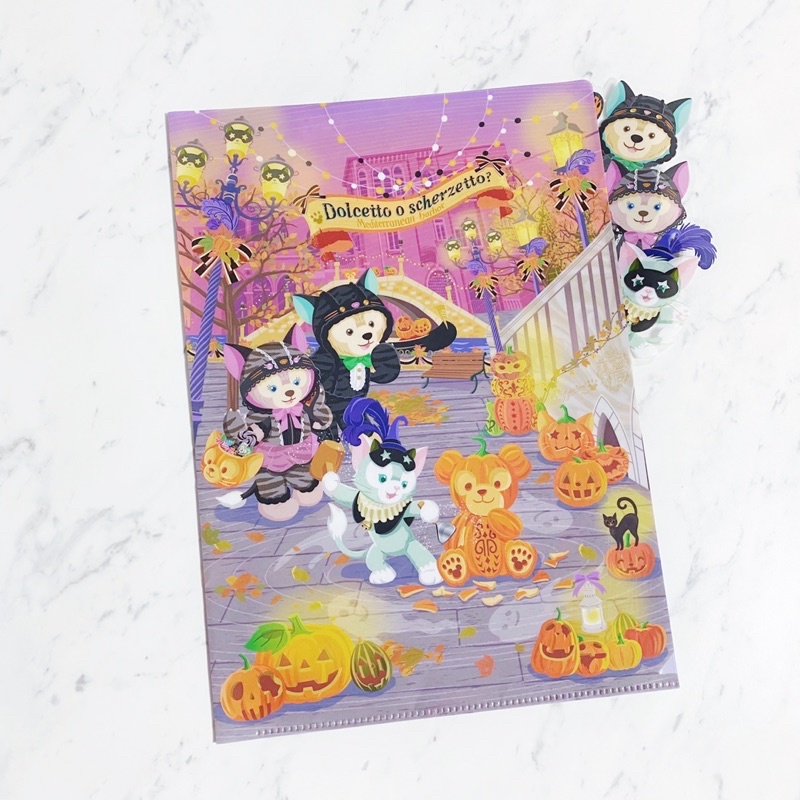 🎃萬聖節限定👻 日本東京迪士尼樂園 2014年 達菲熊的朋友們 雪莉玫 畫家貓 L型分層文件夾 資料夾