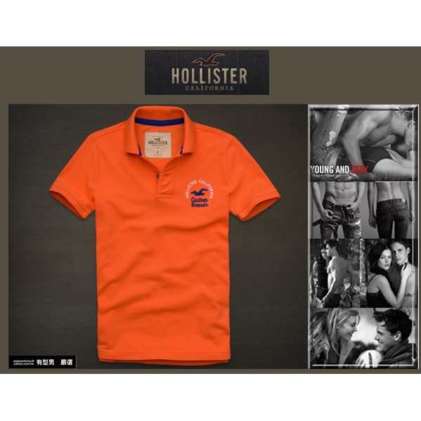 有型男~ A&amp;F 副牌 Hollister 春夏精典海鷗logo Embarcadero Polo  粉橘 真品 現貨