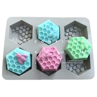 心動小羊^^.六角6連蜂蜜蜜蜂蜂巢皂模6孔皂模矽膠模巧克力模具 蛋糕模 手工皂 矽膠模具 製冰盒 果凍盒 皂模
