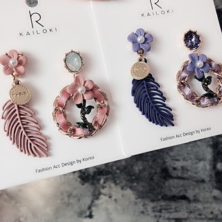 [MUSI創意玩星球-台灣快發]韓國花朵手作飾品質感精緻寶石耳釘耳環華麗造型設計款耳環