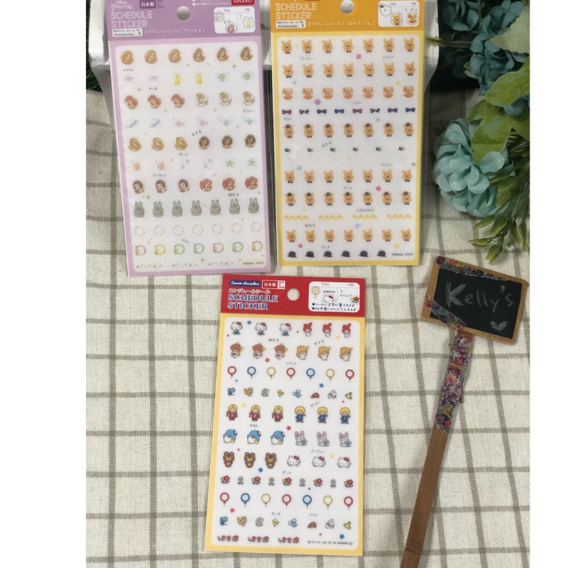 🏖日本直送現貨🏖維尼 三麗鷗人物 迪士尼公主 半透明 手帳貼紙 行事曆貼紙 日本製