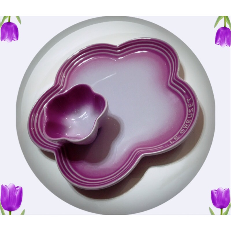 Le Creuset 23cm 花盤花碗組禮盒 卡特蘭紫 ( Cattleya )