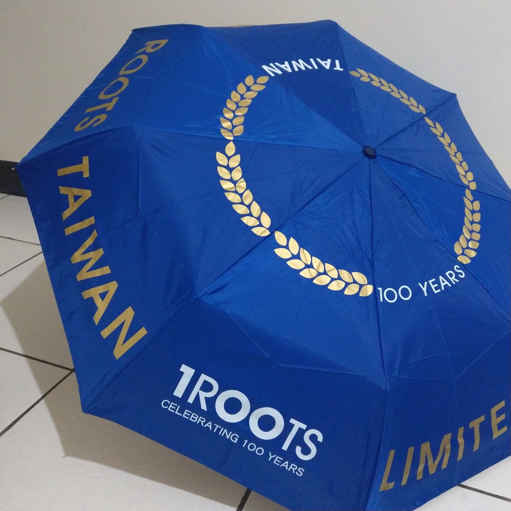 ROOTS雨傘 台灣100週年紀念 雨傘 限量絕版品 藍金配色 ROOTS摺疊傘 傘 短傘 ROOTS台灣 限量款