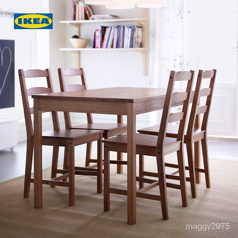 餐桌 實木餐桌 可訂製 餐廳桌 實木 IKEA宜傢JOKKMOKK約剋馬剋一桌四椅簡約鬆木實木傢用餐桌桌椅組合 6.7