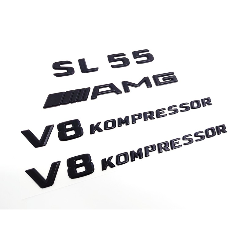 圓夢工廠 BENZ 賓士 SL55 AMG V8 KOMPRESSOR 消光黑 平光黑 車身 尾門 字標 字貼 車標