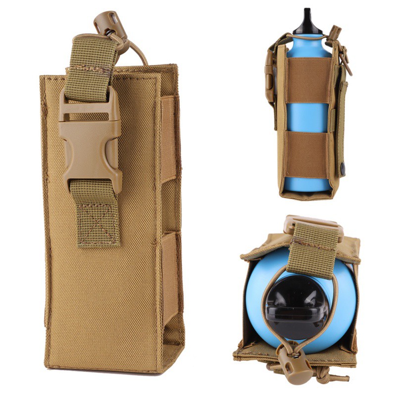 可調節戶外戰術水壺水杯包套附件包掛包MOLLE加彈袋扁型橢圓水壺